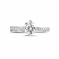0.90 carat solitaire diamond ring in platinum with side diamonds