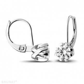 Earrings - 1.00 carat diamond design earrings in platinum with eight prongs