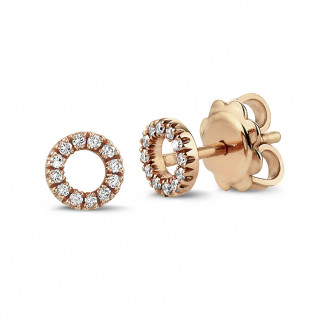 Earrings - OO earrings in red gold with small round diamonds