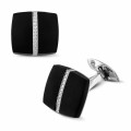 White golden cufflinks with onyx and diamonds