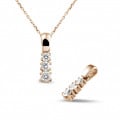 0.45 carat trilogy diamond pendant in red gold
