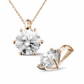 3.00 carat red golden solitaire pendant with round diamond