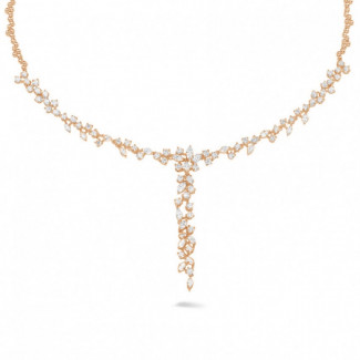 7.00 carat necklace in red gold with round and marquise diamonds