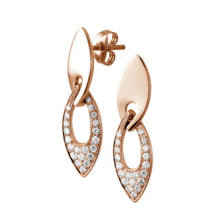 Earrings - 0.27 carat fine diamond earrings in red gold