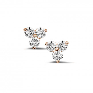 0.60 carat diamond trilogy earrings in red gold