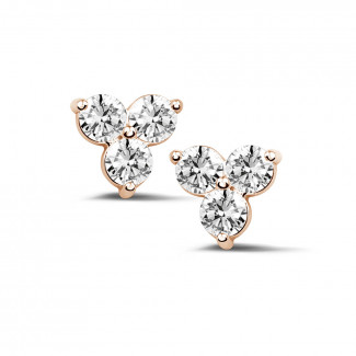1.20 carat diamond trilogy earrings in red gold