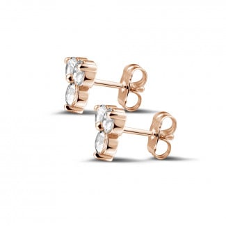 Earrings - 1.20 carat diamond trilogy earrings in red gold