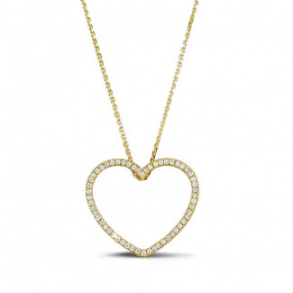 0.75 carat diamond heart shaped pendant in yellow gold