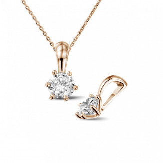 0.50 carat red golden solitaire pendant with round diamond