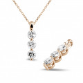 1.00 carat trilogy diamond pendant in red gold
