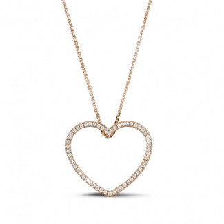 0.75 carat diamond heart shaped pendant in red gold
