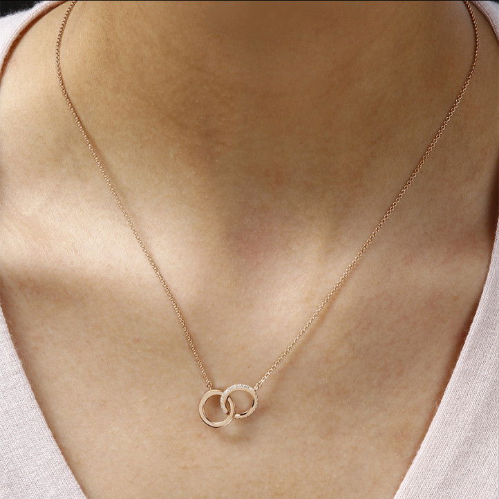 0.20 carat diamond design infinity necklace in red gold