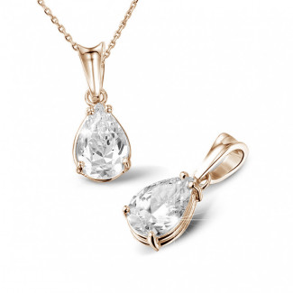 1.25 carat red golden solitaire pendant with pear shaped diamond