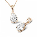 2.00 carat red golden solitaire pendant with pear shaped diamond