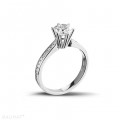 0.90 carat solitaire diamond ring in white gold with side diamonds