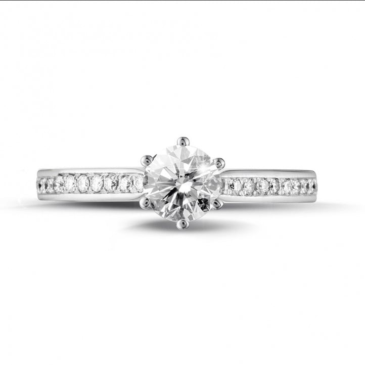 0.50 carat solitaire diamond ring in platinum with side diamonds