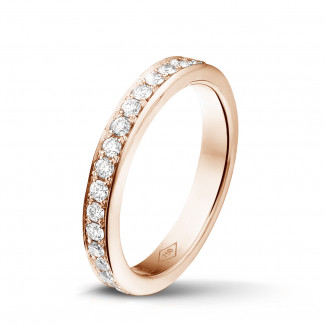 Gold wedding rings - 0.68 carat diamond eternity ring (full set) in red gold