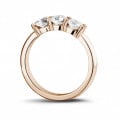 1.00 carat trilogy ring in red gold with round diamonds
