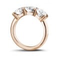 3.00 carat trilogy ring in red gold with round diamonds