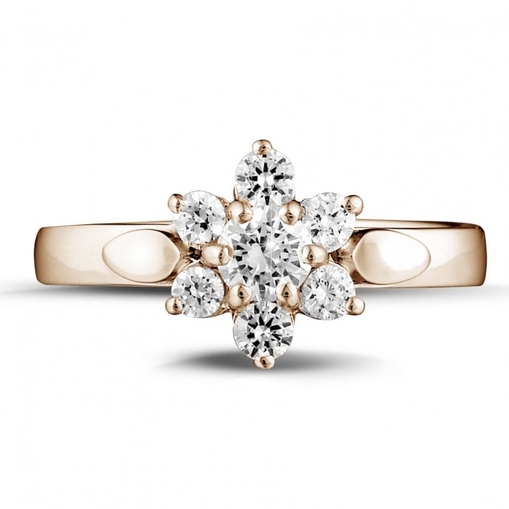 0.50 carat diamond flower ring in red gold