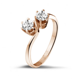 0.50 carat diamond Toi et Moi ring in red gold