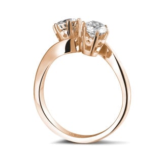 Rings - 1.00 carat diamond Toi et Moi ring in red gold
