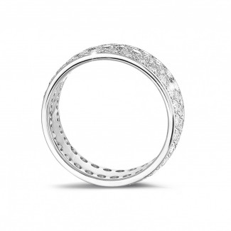 Ring with brilliant - 1.70 carat eternity ring (full set) in white gold with three rows of round diamonds