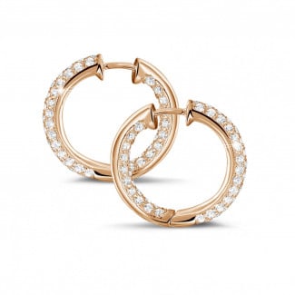 Earrings - 2.15 carat diamond creole earrings in red gold