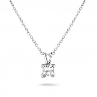 0.70 carat solitaire pendant in platinum with princess diamond