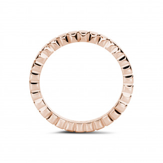 Rings - Stackable chequered ring in red gold