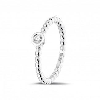 0.07 carat diamond stackable beaded ring in white gold