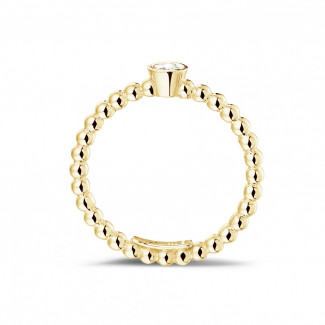 Rings - 0.07 carat diamond stackable beaded ring in yellow gold