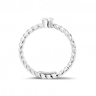 Rings - 0.07 carat diamond stackable twisted ring in white gold