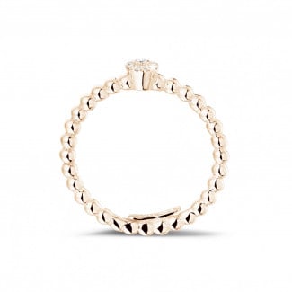 Rings - 0.04 carat diamond stackable beaded ring in red gold