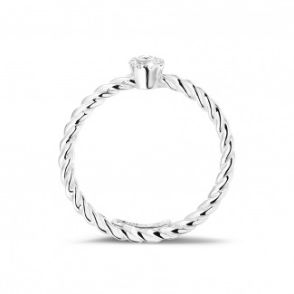 Rings - 0.04 carat diamond stackable twisted ring in white gold
