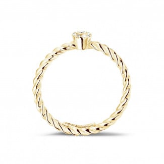 Rings - 0.04 carat diamond stackable twisted ring in yellow gold