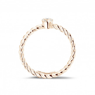 Rings - 0.04 carat diamond stackable twisted ring in red gold