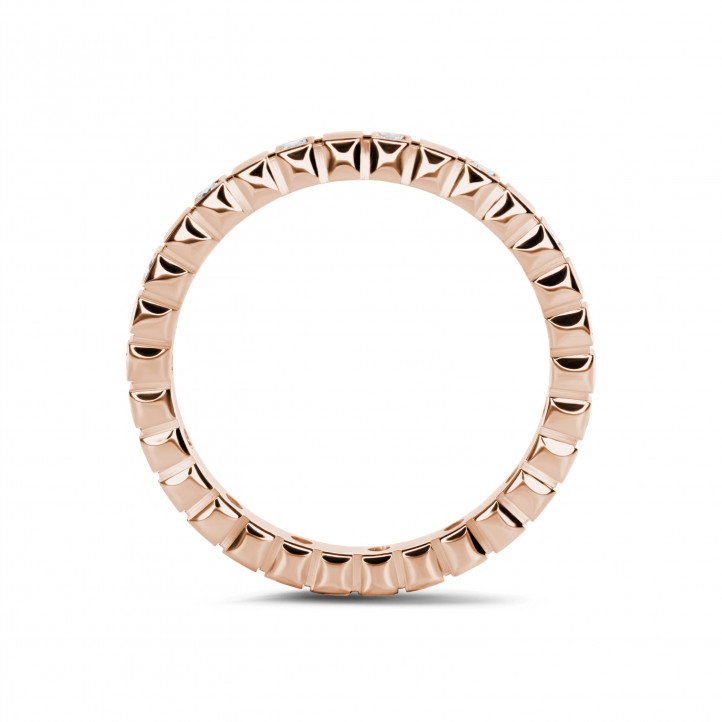 0.07 carat diamond stackable chequered ring in red gold