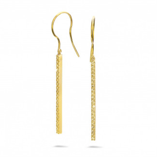 Earrings - 0.35 carat rod earrings in yellow gold with yellow diamonds