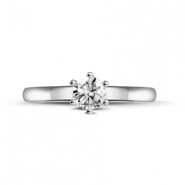 0.30 carat solitaire diamond ring in white gold with six prongs