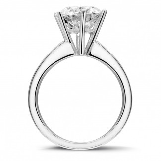 Rings - 3.00 carat solitaire diamond ring in white gold with six prongs