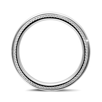 Wedding - Wedding ring with a slightly domed surface of 6.00 mm in platinum with milgrain