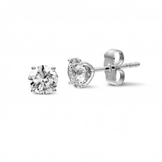 2.00 carat classic diamond earrings in platinum with four prongs