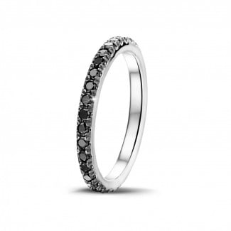 Men's rings - 0.55 carat eternity ring (full set) in white gold with black diamonds