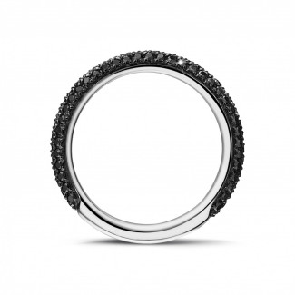Ladies wedding rings - 0.65 carat eternity ring (half set) in white gold with black diamonds