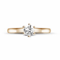 0.30 carat solitaire diamond ring in red gold with six prongs