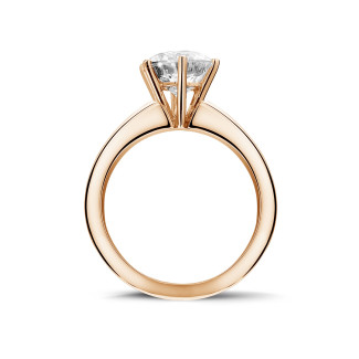 Rings - 2.00 carat solitaire diamond ring in red gold with six prongs