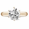 3.00 carat solitaire diamond ring in red gold with six prongs