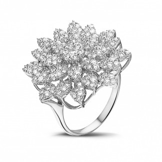 Rings - 1.35 carat diamond flower ring in white gold