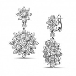3.65 carat diamond flower earrings in white gold